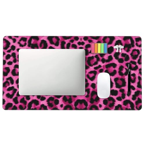Image of Leopard Prin Pink T Extended Gaming Mouse Pad, with Stitched Edges Large Mouse Pad Desk Protector, Rubber Base Mousepad Keyboard Mouses Mat for Work Game Office Home- 32 inch X 12 inch Inch,E177