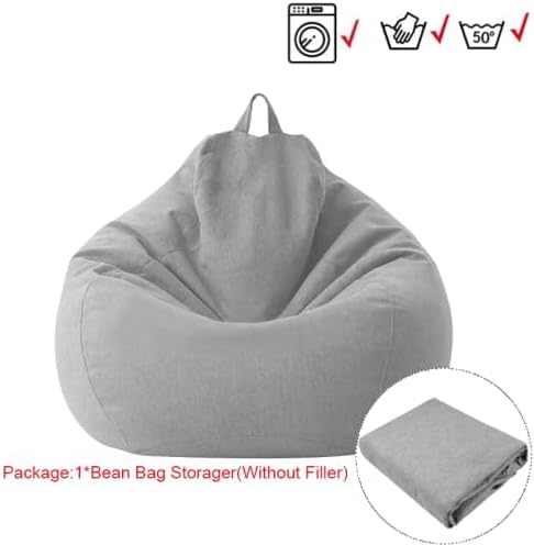Miniatura 2 de 2020 - Bolsa de almacenamiento de frijoles para el hogar, sofá perezoso, impermeable, para sala de estar (gris claro, M (33.3 x 49.7 pulgadas)
