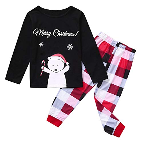 Family Matching Christmas Pajamas Set,Merry Christmas Santa Classic Plaid Cartoon Snowflake Matching Family Pajama