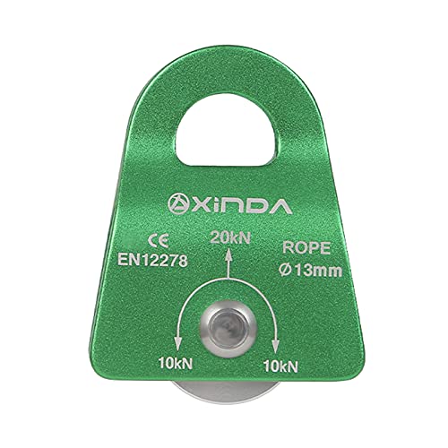 Generic 20KN General Purpose Mobile Pulley for Climbing, Single Micro Pulley 13mm Rope Hauling for Outdoor Use, Green, 5.5x7.4cm