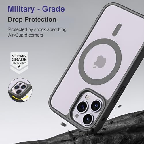 Image of AIBEX Clear Mag-Saf Case for iPhone 16 Pro Max - 1,500 G Strong Magnetic Lock, Crystal-Clear Anti-Yellowing Back | Military-Grade Drop Protection | Camera Guard, Slim & Lightweight - Grey