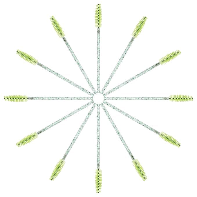 100PCS Disposable Eyelash Brush, Mascara Wands Makeup Brushes Applicators Kits for Eyelash Extensions and Eyebrow Brush with Container (Green)