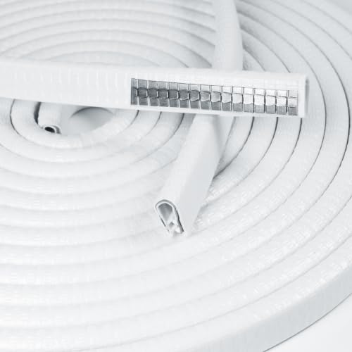 GoldWheel 45FT Edge Trim 1/2" X 3/8" - Fit Gap 3/64" to1/4 U-Channel Rubber Trim Edge with Metal Clips, Car Door Edge Protector, PVC Weather Stripping, Metal Edge Protector White