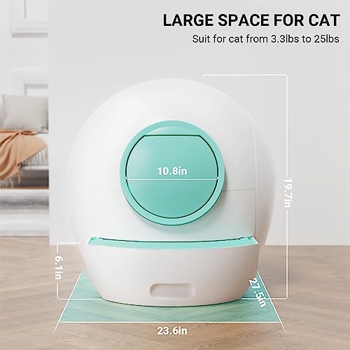 Self-Cleaning Litter Box, Automatic Litter Box Self Cleaning for Multi Cat, 60L Smart Litter Box with Mat & Liner, APP Control Odor Removal 1-Year KungFuPet W-arranty - Thumbnail 7