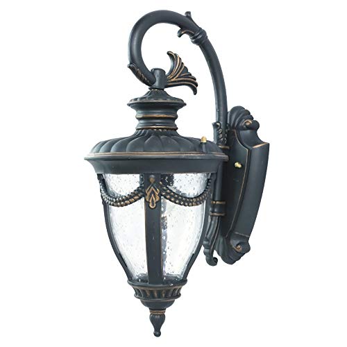 Preisvergleich Produktbild BEDKIN Klassische europäische Außen Glas Laterne Wandleuchte Außenregenschutz Rostschutz aus Aluminiumdruckguss Wand befestigte Lampe Garten Veranda Hof E27-Dekor-Wand-Licht