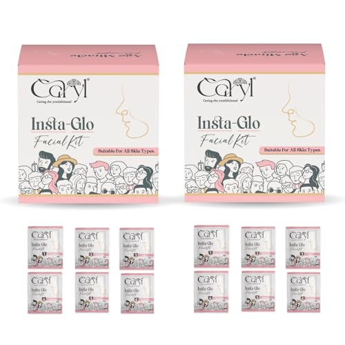 Image of Insta Glo Facial Kit for Skin Brightening,Minimizes Pores,Dark Spot & Tan Removal|Anti-Aging,Deep Cleansing,Hydrating Pack|Licorice,Papaya & Vitamin C|All Skin Types 30g (Pack of 2) + 5 Facial Wipes