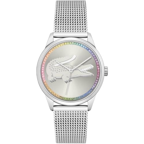 Lacoste Reloj Analógico de Cuarzo para Mujer Colección LADYCROC con Correa de Malla de Acero Inoxidable Plateada - 2001259