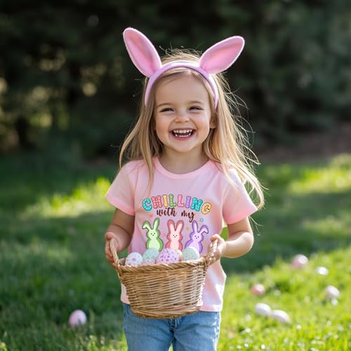 Toddler Girls Easter Shirts Cute Bunny Tshirts Happy Easter Tees Cotton Short Sleeve Tops 2-10 Years3