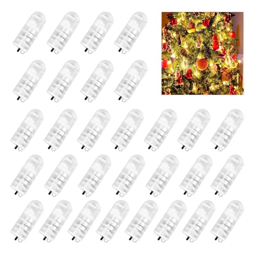 Juego de 30 mini luces LED, globos LED, farolillos de luz blanca cálida, con interruptor para globos, farolillos de papel, farolillos de Navidad, bodas, fiestas, cumpleaños (blanco cálido)