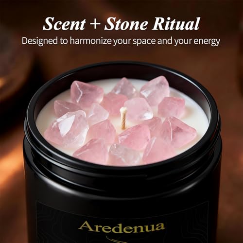 Image of Lavender Candle | Scented Candle Gifts for Women Men, Aromatherapy Candles with Crystals - 7oz Soy Candles for Home Scented - Birthday Gifts for Mom, Sister, Friends, Meditation, Yoga, Relaxation