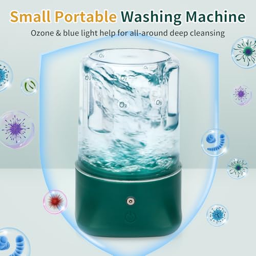 Image of Mini Portable Washing Machine - USB Rechargeable 1L Small Washer with 2 Modes Deep Cleaning for Underwear, Socks & Baby Clothes, Compact Travel Laundry for Apartment, Dorm, Camping, Green