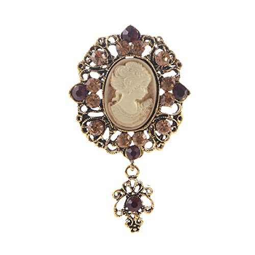 VNNHGB Brooch, brooch pins,brooches and pins for women,Pin Brooch Crystal Women Pendant Vintage Antique Jewellery Gift Victorian Stone for Girl Women Gift (Gold)