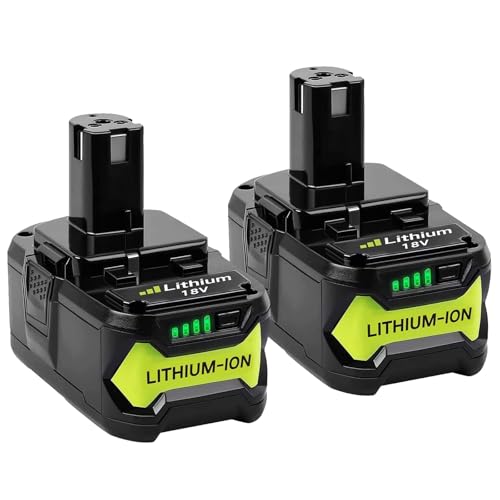 2 Pack Upgrade 6000mAh High Capacity P108 Replacement for Ryobi 18V Battery Lithium ion Compatible with Ryobi 18 Volt Battery P102 P103 P104 P105 P107 P108 P109 P122 Cordless Tool Batteries (Green)