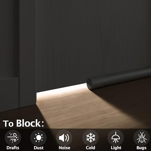 Image of MAXTID Twin Door Draft Stopper Weather Stripping Noise Window Breeze Blocker Heavy Duty Door Sweep Adjustable 36'' Grey