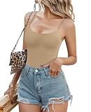 Avidlove Tank Bodysuit for Women Sleeveless Body Suit Seamless Caim Summer Bodysuits with Snap Crotch (Khaki, S)
