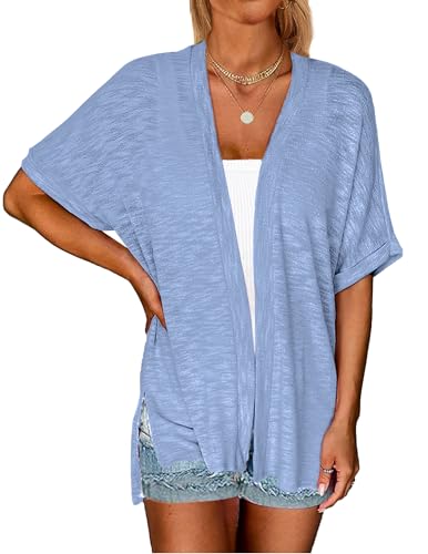 Image of Yekaty Lightweight Cardigans for Women Casual Summer Short Sleeve Cardigan Open Front Beach Coverups 2026