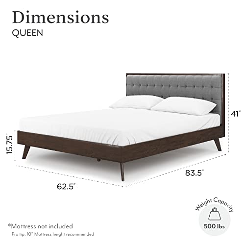 DG-Casa-Soloman-Mid-Century-Modern-Upholstered-Platform-Bed-Frame-with-Square-Button-Tufted-Headboard-and-Full-Wooden-Slats-Box-Spring-Not-Required-Queen-Size-in-Gray-Fabric