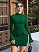 YMDUCH Women's Long Sleeve Mock Turtle Neck Bodycon Mini Tank Short Party Dress Green