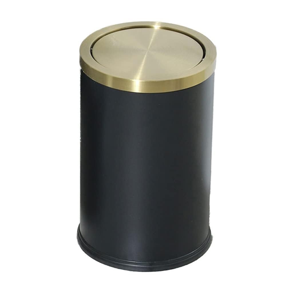 Gold Clamshell Stainless Steel 9L Trash Can, Commercial-Grade Rectangle Garbage Bin with Side Opening, Push-Type Design for Living Room, Bedroom, Kitchen, Office, and Balcony(Black)