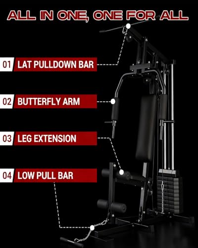 Home Gym Machine with 100LB Weight Stack, Multifunctional Full Body Workout Station for LAT Pulldown, Chest Press, Leg Extension & Strength Training, Compact Fitness Equipment for Home Use - Image 3