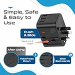 Ceptics Universal Travel Adapter, 45W International Power Adapter with PD & QC 3.0 Dual USB-C, 3 USB Travel Adapter Worldwide, Type I C G A Outlets 110V 220V A/C - EU Euro US UK (11-KU) - Image 5