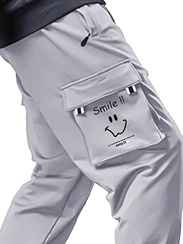 Image of Jump Cuts Mens Printed Black and White Loose Fit Polyester Cargo Pant