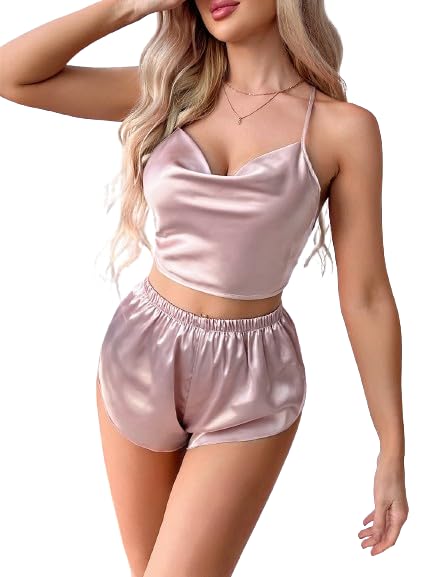 Image of Satin Flare Sexy Pajama Set,Silk Night Dress for Women, Babydoll Set for Honeymoon