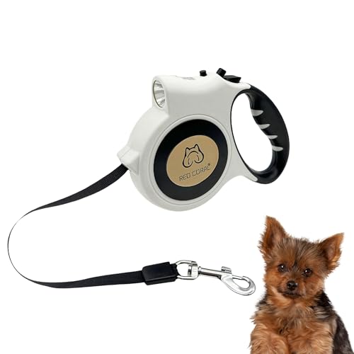 Laisse rétractable blanche de 5m pour chien avec lampe LED - 2
