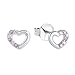 Prinzessin Lillifee Ohrstecker 925 Sterling Silber Mädchen Kinder Ohrschmuck, mit Zirkonia synth., 0,5 cm, Lila, Herz, Kommt in Schmuck Geschenk Box, 2021106