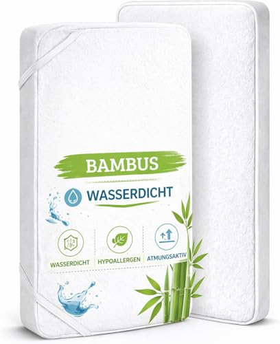 Flyideas Next 2 Me Beistellbett Wasserdichter Matratzenschoner 83x50 cm, 2 STK. Zertif. Bambus Matratzenschutz Betteinlage für Babymatratzen & Baby Beistellbetten der Größe: 50x80, 50x83 und ähnlich
