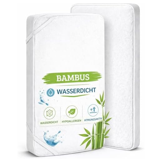 Flyideas Wasserdichter Matratzenschoner Beistellbett 90x55 cm, 2 STK. - Bambus Matratzenschutz Betteinlage Kompatible mit Babybettchen 50x90 / 60x90 / 40x90 / 45x90, OKO-TEX Zert