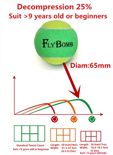 Flybomb Tennis Balls For Beginner Children Kids Tenins Training Ball Decompression 50% 25% Teenager Indoor Squash Ball (4 Pcs, Green) #TOP1