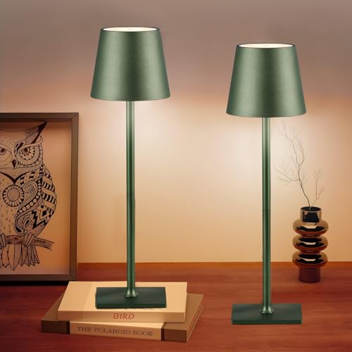 Image of CHLORANTHUS 2 Pack Cordless Table Lamps, 3 Colors Stepless Dimming, 5000mAh Rechargeable Battery LED Desk Lamp for Bedroom /Couple Dinner /Desk /Cafe /Dining Room /Terrace