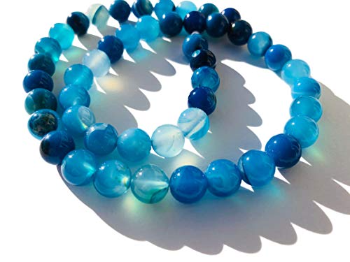CRYSTAL KING - Piedras Preciosas de ágata Azul, 8 mm