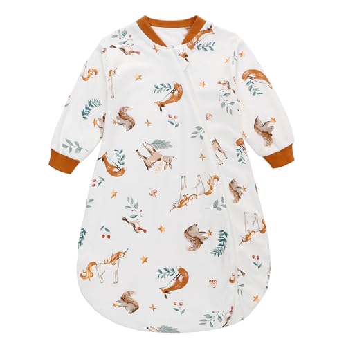 Miracle Baby Sleep Sack 0-6 Months, Baby Wearable Blanket with 2-Way Zipper, 100% Cotton Long Sleeves Baby Sleeping Bag 1.5 Tog for Infant