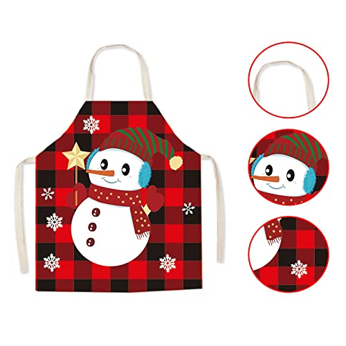 Hiixhc 4 Pieces Christmas Kitchen Cooking Aprons Adjustable Christmas Party Decorate Red Plaid Aprons Baking Grilling Aprons #TOP6