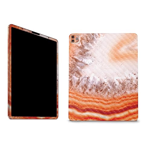 Image of MightySkins Carbon Fiber Skin Compatible with Apple iPad Pro 12.9 inch M2 6th Gen (2022) Full Wrap Kit - Orange Quartz | Protective, Durable Textured Carbon Fiber Finish | Easy to Apply | Made in The USA