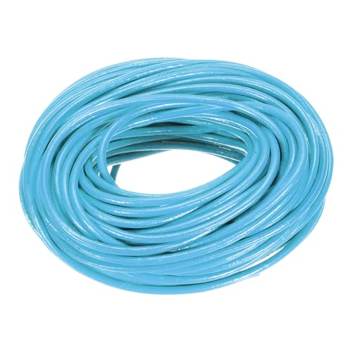 uxcell 20 Yards 3mm Round Leather Cord Lacing String for DIY Crafts Sky Blue