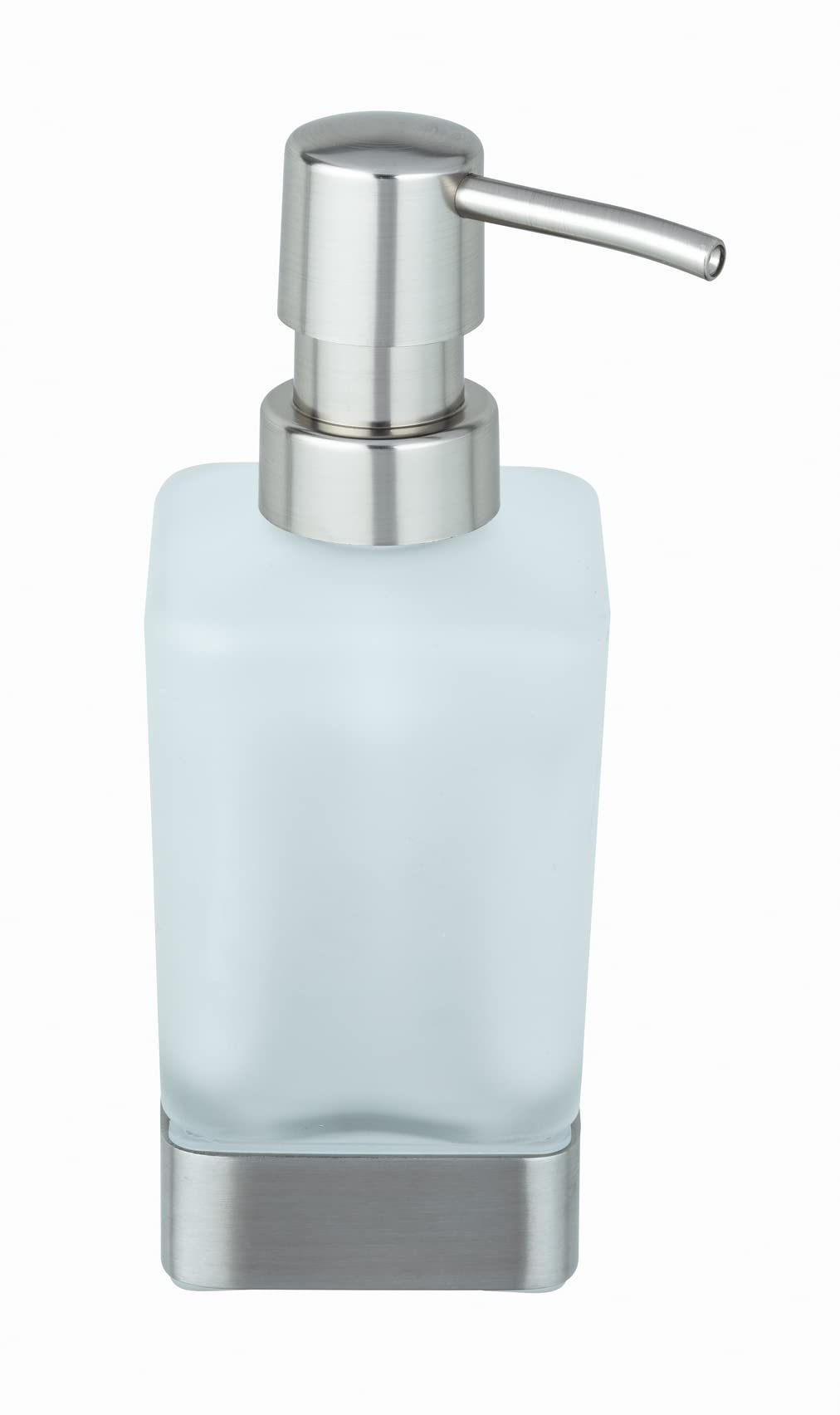 WENKO Turbo-Loc Genova Matte 200 ml Liquido Fissaggio Senza Foratura, Porta Acciaio Inox, Dispenser Sapone in Vetro Satinizzato, (L x A x P): 6,2 x 19,7 x 9 cm, 6,2 x 19,7 x 9 cm