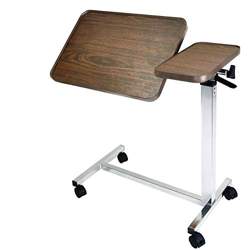 Vaunn Medical Adjustable Tilt Overbed Bedside Table With Wheels For Hospital And Home Use #TOP2