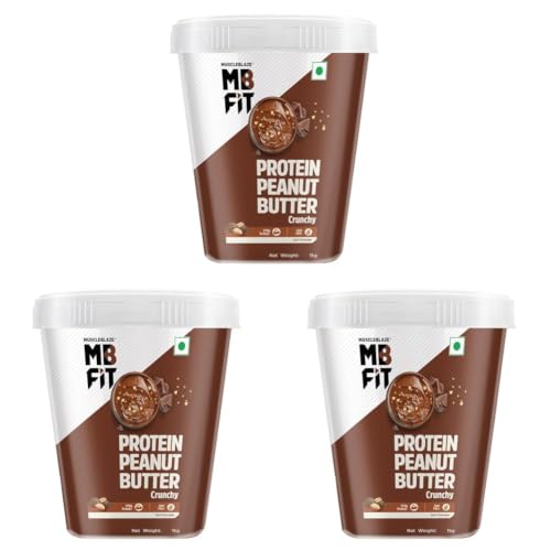 Image of MuscleBlaze Fit High Protein Peanut Butter, Crunchy (Dark Chocolate Spread, 1kg) | 27g Protein | With Pea Protein & Whey Protein Concentrate | Fit Pack (Pack of 3)