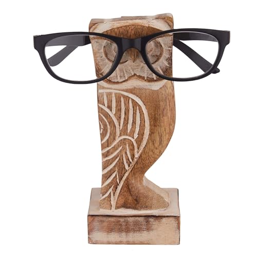 Product Image of the Eximious India Mothers Day Gifts Wooden Owl Glasses Holder Stand Sunglasses Nightstand Eyeglass Retainer Gifts for Women Men Mom Dad Car Risers SPWW01