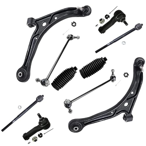 Image of Detroit Axle - 12pc Front End Suspension Kit for 1999 2000 2001 Honda Odyssey, Lower Control Arms w /Ball Joint Struts w /Coil Spring Sway Bars Tie Rods Boots Replacement Ready Struts Shocks Assembly