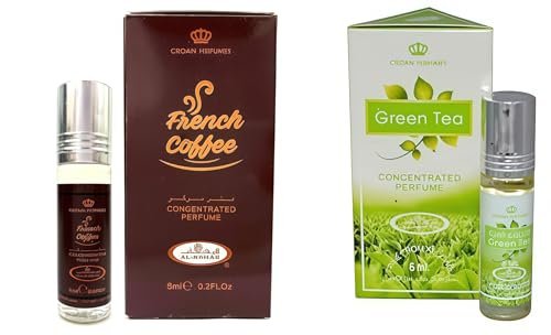 Premium Green Tea & French Coffee Attar Combo | 2 x 6ml Natural Perfume Oil | Unisex Fragrance Set