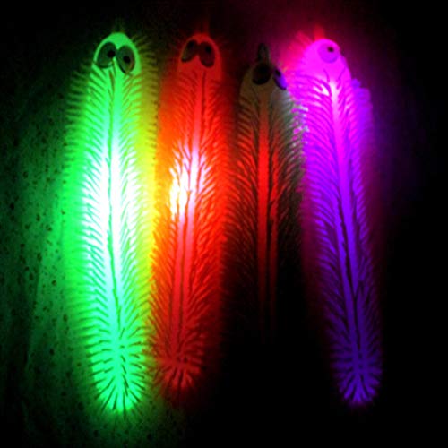 NUOBESTY Gummi Raupenspielzeug Leuchten Leuchtende Raupe Handpresse Aufgeblasenes Tierspielzeug Leuchten in Dunklen Partyzubehör (Zufällige Farbe) 33 × 8Cm