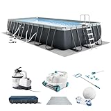 INTEX 26367EH Ultra XTR 24ft x 12ft x 52in Above Ground Swimming Pool Set with Sand Filter Pump and Deluxe Automatic Vacuum Cleaner
