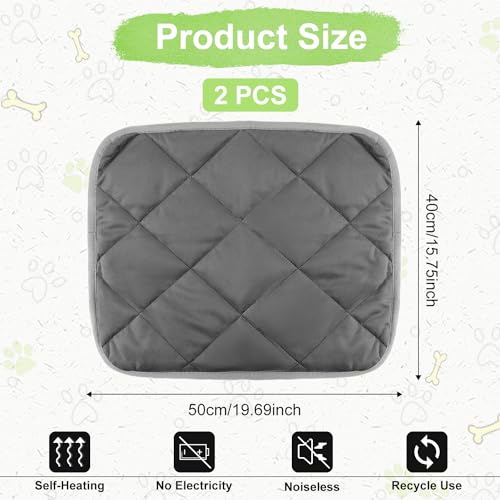 PEUTIER 2PCS Self Heating Pet Mats,Soft Self Warming Cat Bed Mat Self Heating Dog Kennel Mat Warming Pet Pad Comfortable Non Skid Cat Thermal Pads for Dogs Puppy Rabbit in Winter(15.75 x 19.69inch) - Image 2