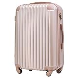 [トラベルハウス] Travelhouse スーツケース キャリーバッグ キャリーケース 超軽量 TSAロック搭載 機内持込 360度回転 ファスナー式 国際的 半鏡面 人気色【一年 （25色4サイズ対応） (Mサイズ（64L/4-7宿泊), シャンペンゴールド
