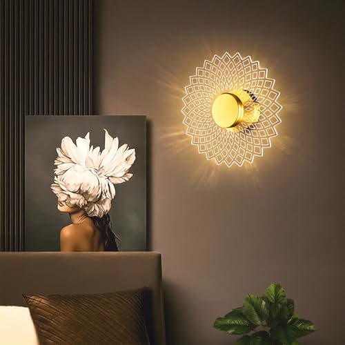 Image of Lamp master Nova para 3-in-1 LED Wall & Ceiling Light | 23cm Decorative Acrylic Flower Lamp | Antique Gold Finish | Modern Home Wall Decor for Bedroom, Living Room, Hallway, Gifts, Home & Office