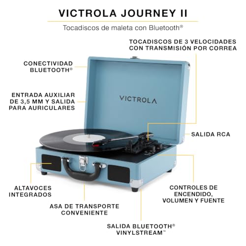 Tocadiscos portátil con altavoces integrados y Bluetooth para discos de vinilo 3